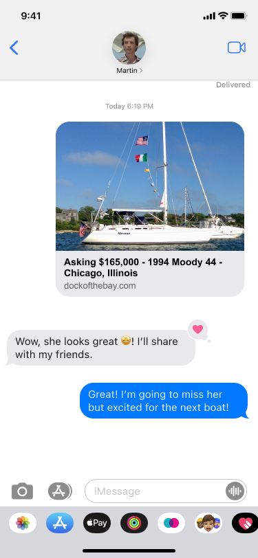 Preview of listing in a text message