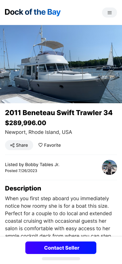 Mobile preview of a boat listing